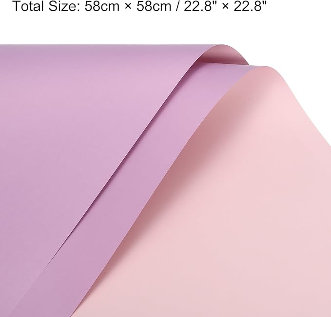 MECCANIXITY 20 Pcs Double Sided Color Flower Wrapping Paper Purple 22.8"x22.8" Waterproof for Florist Bouquet Supplies, DIY Crafts, Gift Box Packaging