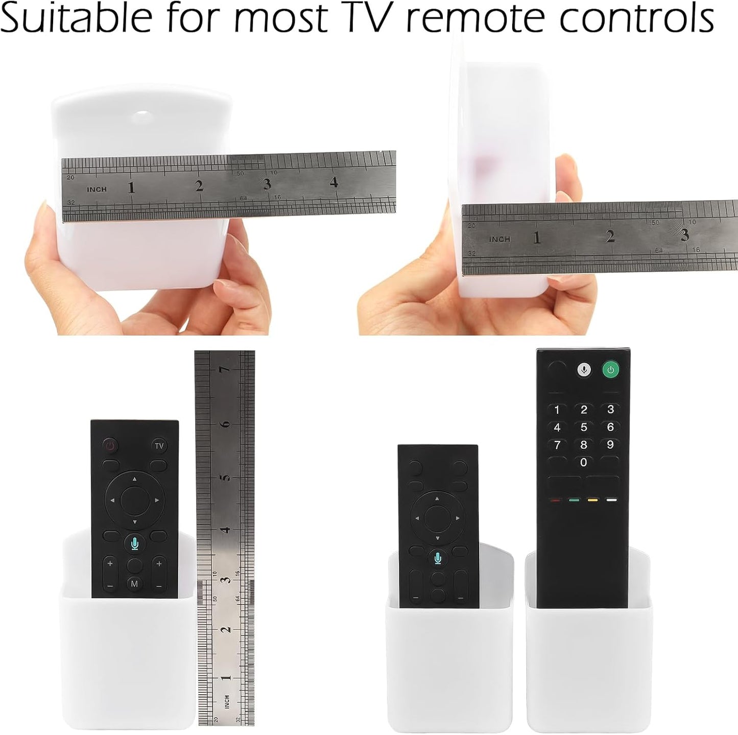 Skiennix Remote Control Holder - 2 Pack Self-Adhesive Wall Mount Storage Box for TV & AC Remotes