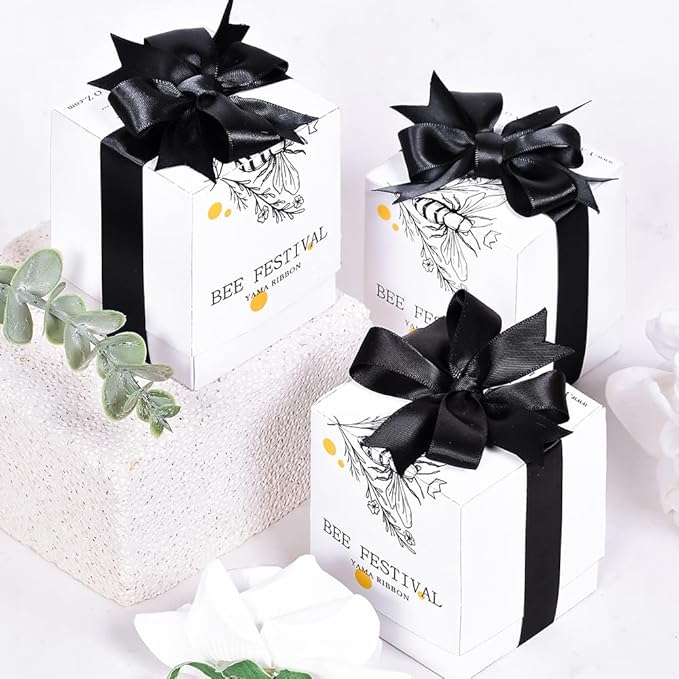 YAMA Black Double Face Satin Ribbon 5/8" 25 Yards Black Ribbon for Gift Package Wrapping,Floral Design,Hair Bow Clip Making,Crafting,Sewing,Wedding Decor