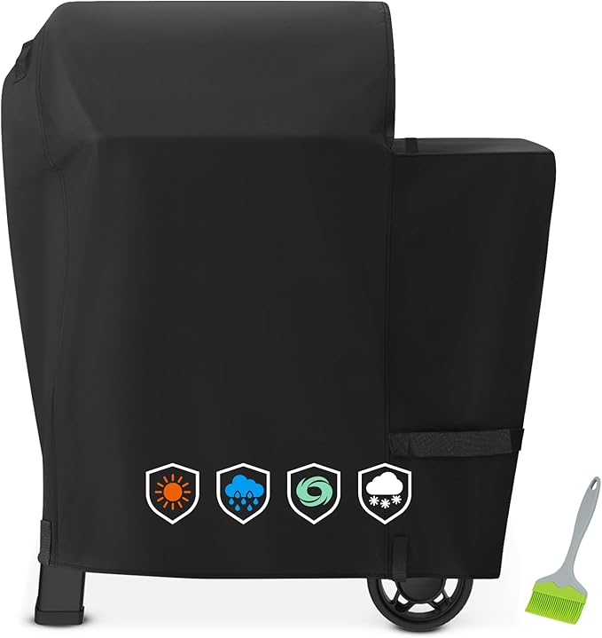 EZ-DONGTENG Heavy-Duty 600D BBQ Grill Cover Compatible with Weber Searwood 600 Pellet Grill, 3400145 Weber Searwood 600 Cover, Black