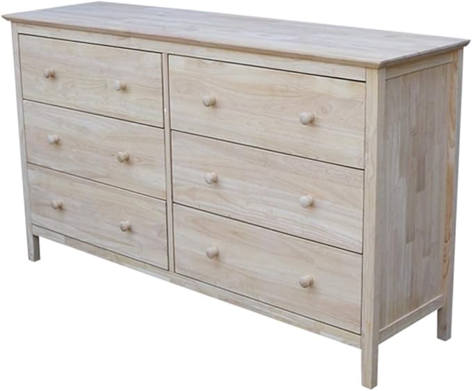 International Concepts Dresser with 6 Drawers, Unfinished
