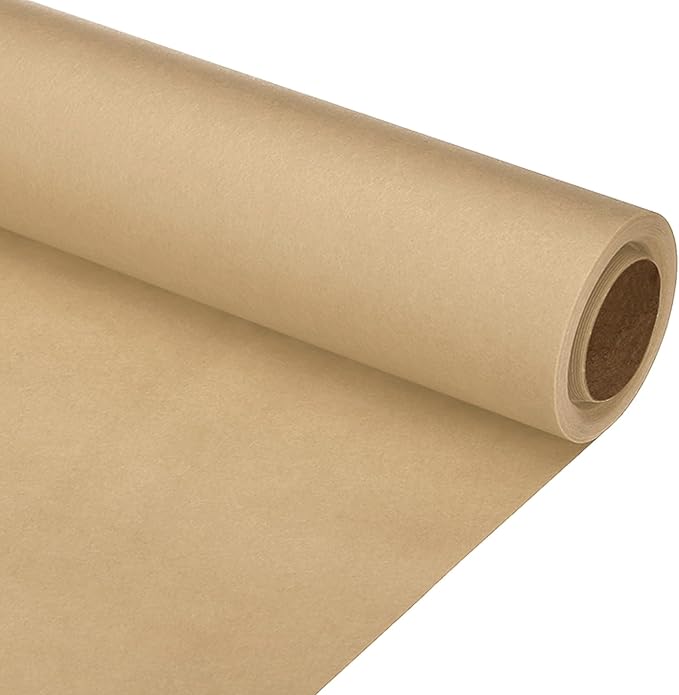 PATIKIL Wrapping Paper, 15"x315"(26') Bulletin Board Paper Roll Kraft Paper Roll Construction 80GSM for Shipping Packing Gift Wrapping Craft Flower Bouquet Christmas, Brown