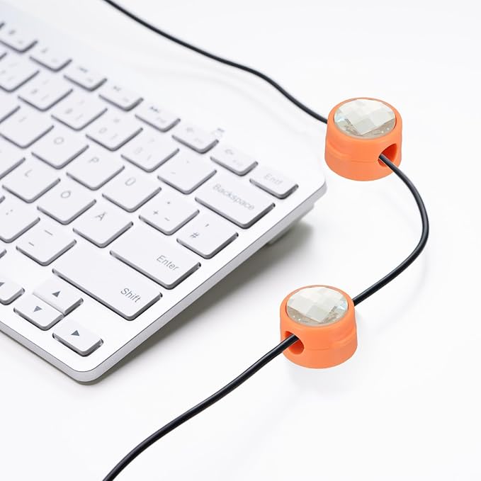 PATIKIL Cable Organizer Holder, 12 Pcs Magnetic Spring Desk Cable Management Clips Adhesive Cord Holder Keeper for Office Desktop Wall Car, Orange