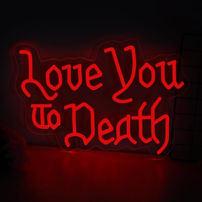 Love You to Death Neon Sign, Goth Lover Gift, 5-Level Dimmable Wedding LED Sign for Wall Decor, Witch Decor, Gifts for Goth Lovers, Goth Room Decor, Dark Art Decor, Gothic Wedding Sign