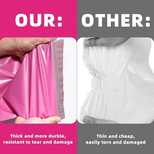 POLYSELLS Pink Poly Mailers - 200 Pcs 12x15.5 Inches | Strong Adhesive, Waterproof & Tear-Resistant Shipping Envelopes for Small Business