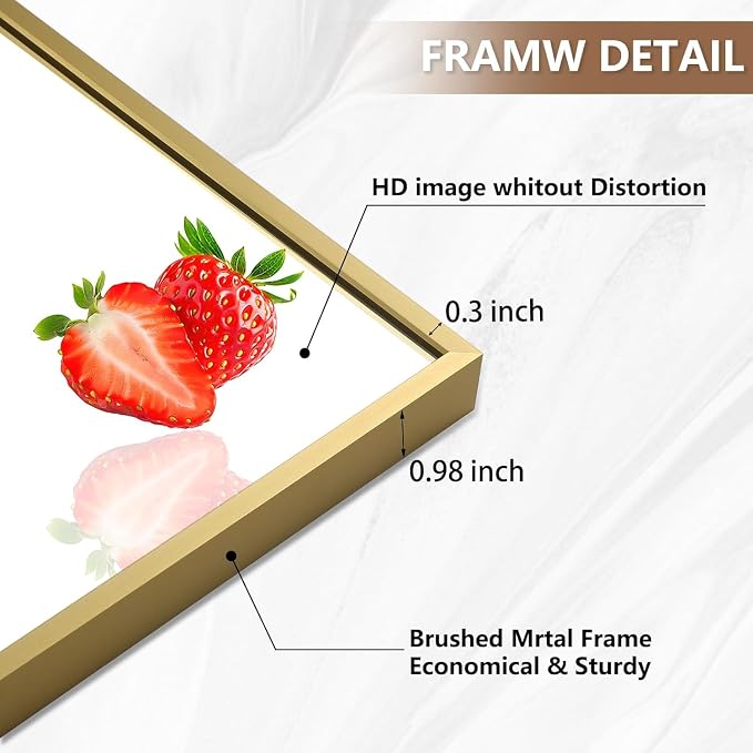 Gold Bathroom Mirror, 30"x36" Rectangle Mirror, Brushed Gold Mirror, Metal Frame Square Corner Vanity Mirror, Wall Mounted Mirror for Modern, Living Room, Bedroom, Horizontal Or Vertical