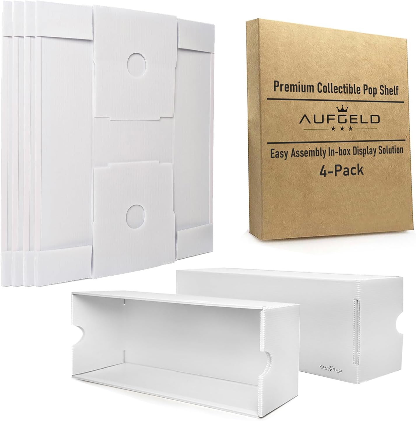 Skiennix Display Case for 4" Funko Pops - Stackable Organizer Shelf with Protective Sleeves | Wall-Mountable Box (5 Pops x 4 Pack)