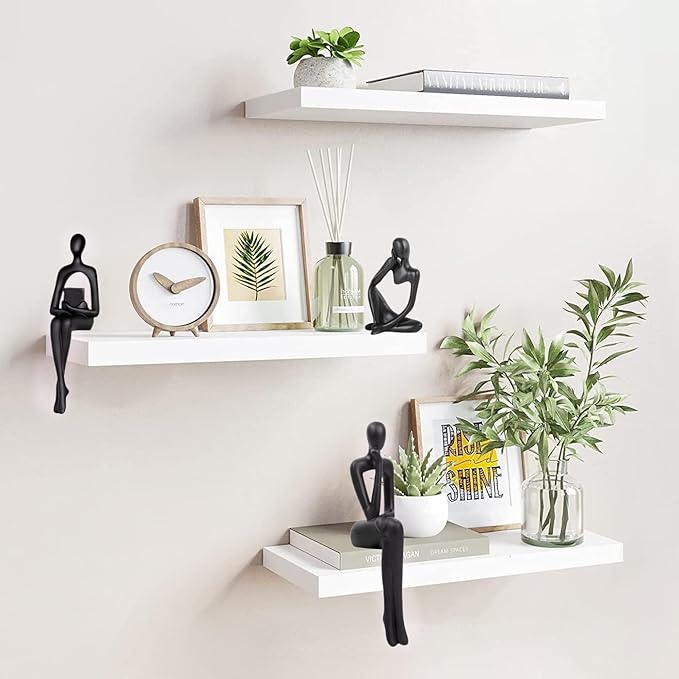 Prettidecor Gold Home Decor Thinker Statue Accents, Set of 3 Thinker Sculptures Office Decor Modern Abstract Resin Decoration on Shelf Table Desk for Living Room Office Bedroom (Black, Small)