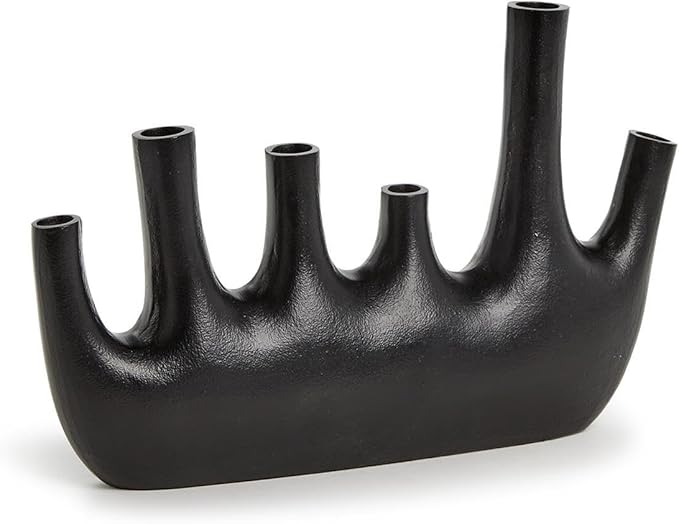 Two's Company Cosmo Black Pipe Decorative Vase, 11-inches Height, Aluminum, Home Decor Accessories