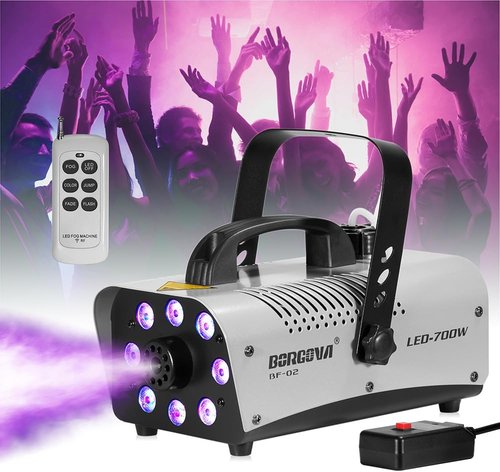 700W Fog Machine by [Brand Name] - 8 LED Lights, 3000 CFM, Wireless Remote for Halloween & Parties