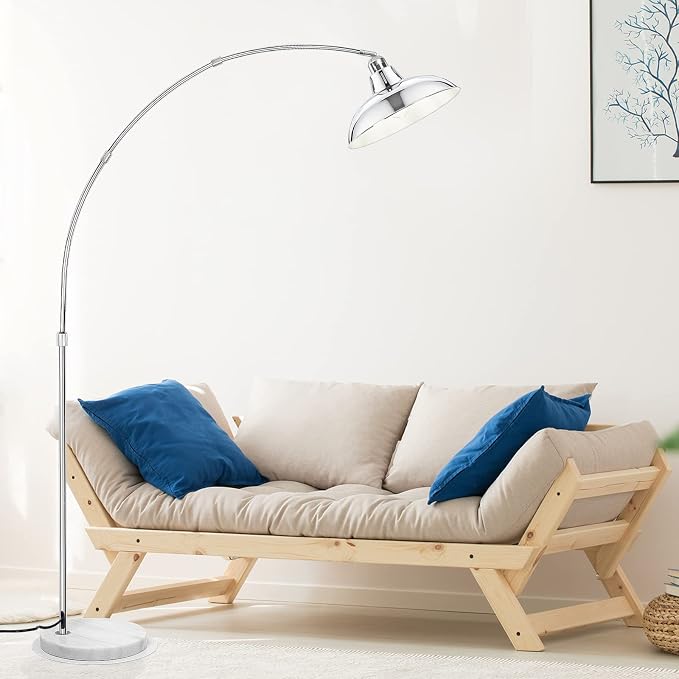 FILIYANO Modern 77" Arc Floor Lamp - Adjustable Standing Lamp for Living Room, Bedroom & Office, Brushed Nickel