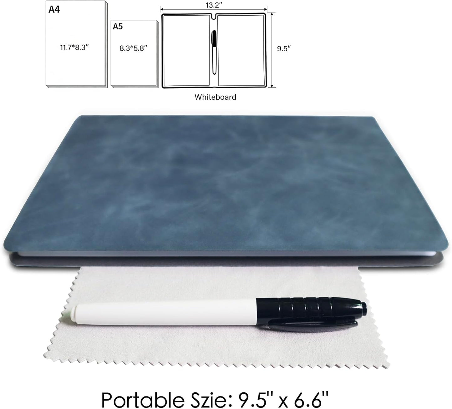 Skiennix Portable Dry Erase Board | Reusable Handheld Whiteboard for Home & Office - 9.5" x 6.6" (Blue)
