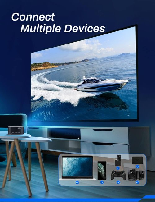 APIO Mini DLP Pocket Projector - 1080p High-Resolution Imaging | HDMI & USB for Movies & Presentations