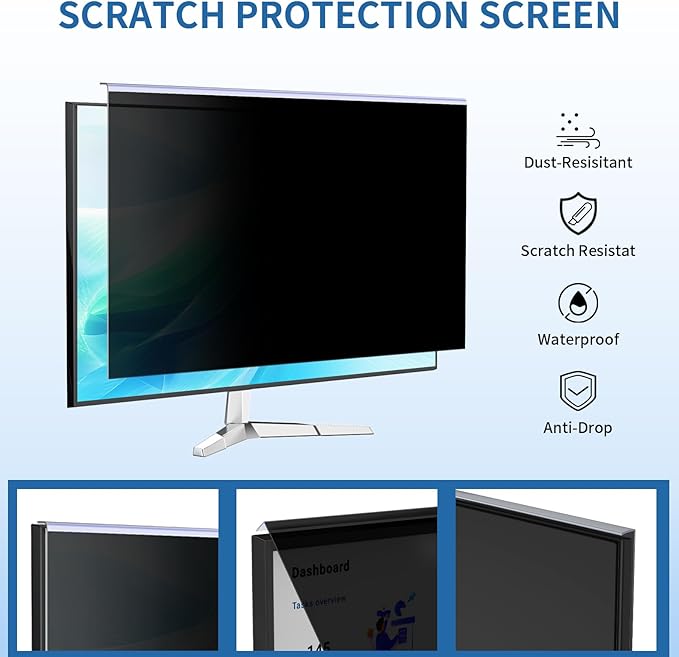 DEJIMAX 32 Inch Privacy Screen for 16:9 Computer Monitor, Anti-Blue Light Monitor Privacy Screen Filter, Anti-UV Computer Shield, Hanging Type