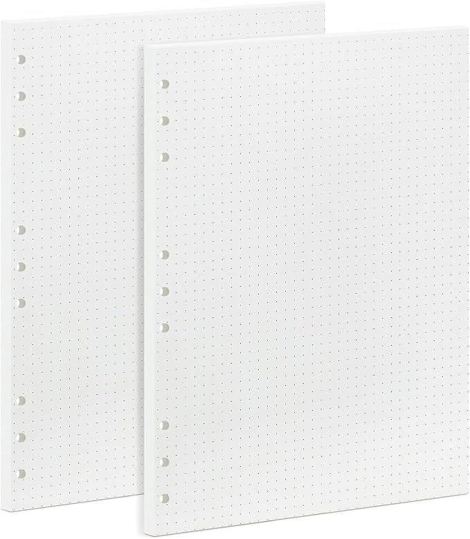 90 Sheets Planner Refill Paper, 255x180mm, 5mm Dotted Inserts Paper B5 9 Holes Binder Grid Notepaper for Filofax Bullet Journals Diary