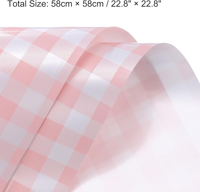 MECCANIXITY Flower Wrapping Paper Waterproof Floral Wrap Plaid Cream Pink Gift Packaging 22.8 x 22.8 Inch Used for DIY Crafts Bouquet Packaging 10 Pcs