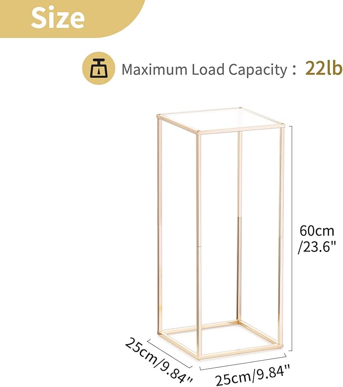 Nuptio Gold Vase for Wedding Centerpieces with Acrylic Panel - 2 Pcs 23⅝ inch Tall Vases Centerpiece for Tables Home Party Decorations