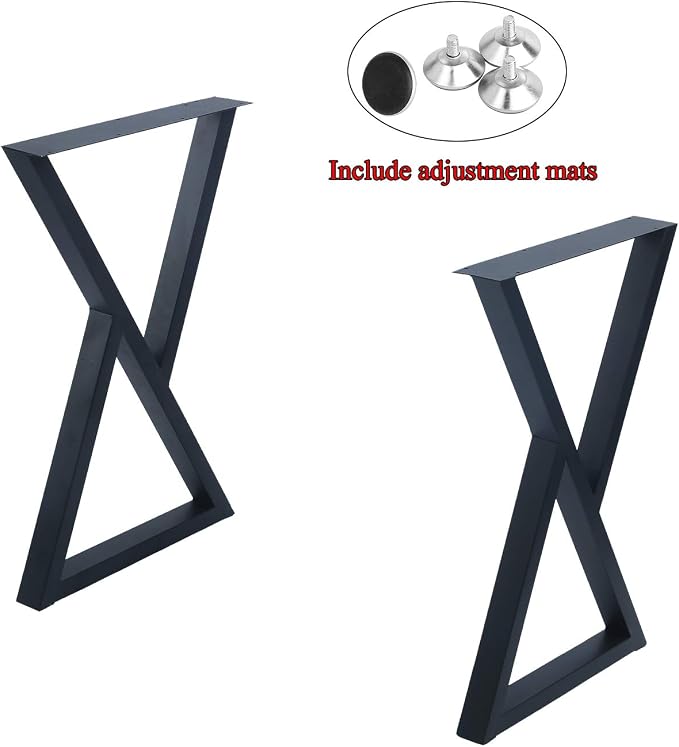 MBQQ 2 Pc Rustic Triangle Shape Heavy Duty Metal Table Legs for Desk & Dining Tables, Industrial Modern, DIY Iron Bench Legs (H28'xW17.7')