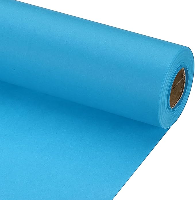 PATIKIL Wrapping Paper, 17" x 600"(49') 70 GSM Craft Paper Roll Kraft Packing Paper for Poster Bulletin Board, Gift Wrapping, Light Blue