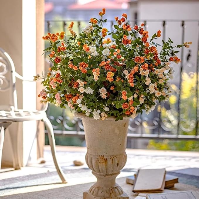 Melorca&Guilla Fake Flowers,6PCS 29" Artificial Rose for Vase, Long Stems Champagne Artificial Flowers Faux Flower Arrangements for Shop Garden Office Home Décor (6, Champagne Rose)