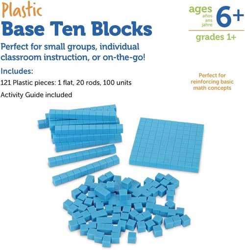 Learning Resources Base Ten Blocks - Smart Pack of 121 Pieces for Ages 6+, Ideal for First Grade Math