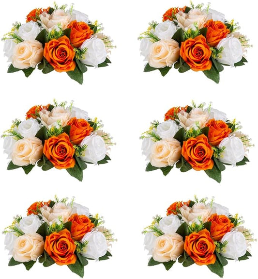 Flower Centerpieces for Wedding Tables: Wedding Table Decorations Orange Flower Balls Centerpieces for Engagement Cerebration Party Center Pieces 6 Packs