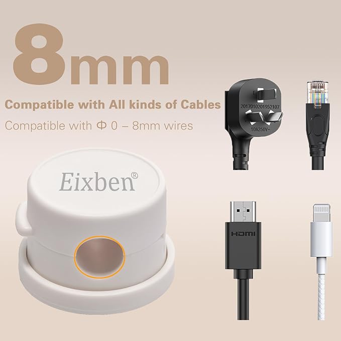 12 Pack Cord Organizer Holder,with a 8 mm (0.32 inches) Diameter, Accommodates Most Cables,Featuring a 360° Rotating Shaft,Cable Management Clips,for Home,Office,Car,Desk,Nightstand