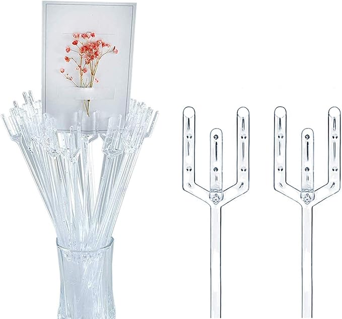 BEADNOVA Floral Pick Card Holder 50pcs 9inch Plastic Straight Head Flower Pick Card Holder for Floral Arrangement Bouquet Wedding Decoration (Fork Shape Head)