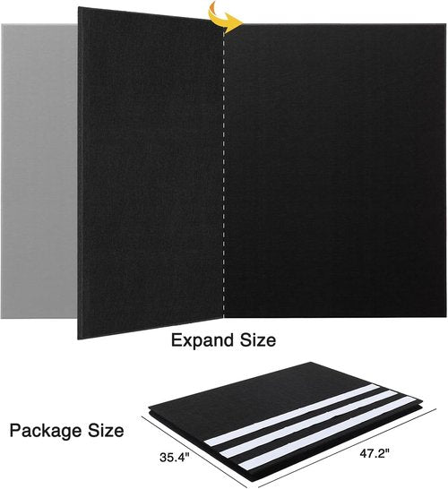Lightomorrow Bulletin Board - Thickened 71 x 47 Inches Felt Pin Board for Wall | Foldable Photo Display with 20 Push Pins - Black