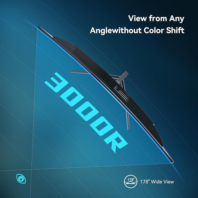 24 inch Curved Monitor 100Hz 1ms, Computer Gaming Monitor FHD 1920×1080P,3000:1 Contrast Ratio, with FreeSync & Eye-Care Technology, HDMI×1,VGA×1 for Gaming Home Office,Wall Mount Install