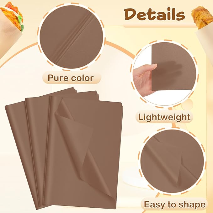 Qilery 500 Sheets Brown Tissue Paper Bulk 15 x 20 Inch Chocolate Brown Wrapping Paper for Gift Bags Acid Free Retro Tissue for Christmas Craft Supplies, Bouquet, Garlands, Forming Pompoms, Party Decor