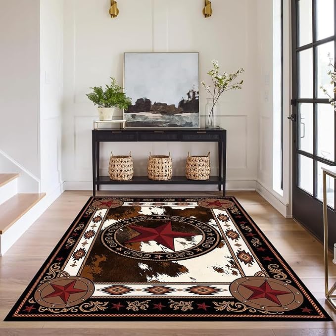 Vintage Star Rugs Non Slip Rustic Farmhouse Floor Mat Washable Carpet for Entryway Bedroom Living Room Nursery Playroom Classroom Home Decor,3'x5'