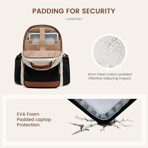 LOVEVOOK Laptop Backpack - Large Capacity Travel Bag for 18-Inch Laptops | Waterproof Design in Beige-Black-Brown