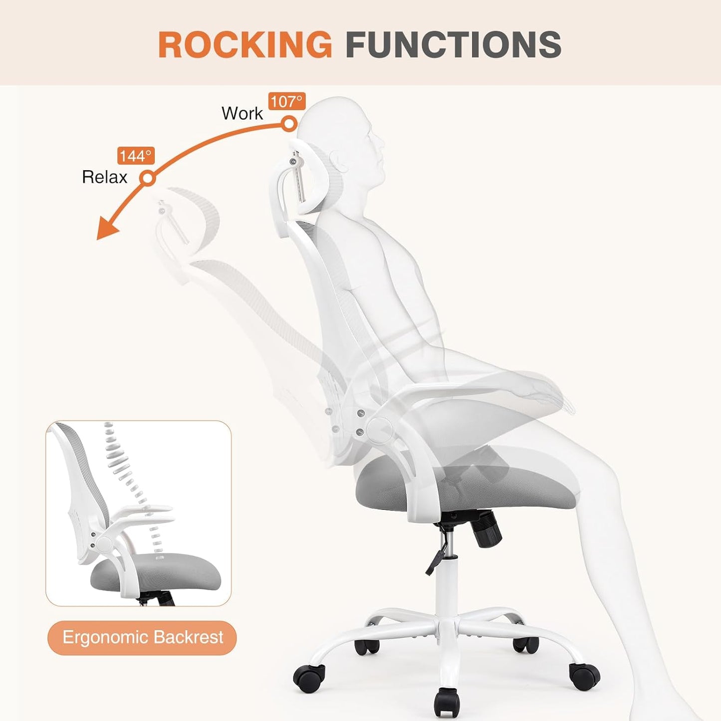 Sweetcrispy High-Back Executive Chair - Adjustable Mesh Headrest & Lumbar Support | Comfortable for Home Office & Study