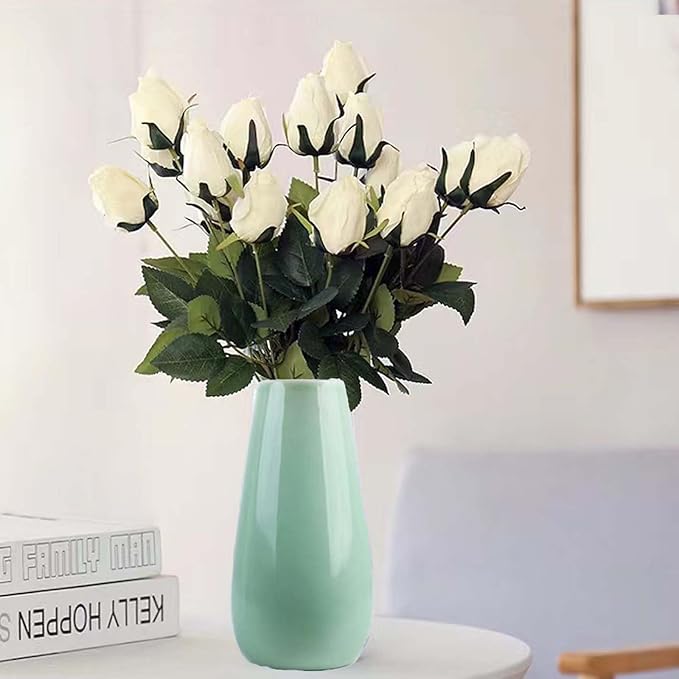 Green Vase,Small Green Ceramic Vase,Simple Sage Green Vase,Mint Green Flower Vases for Home Decor,Perfect for Shelf,Table,Bookshelf,Mantel and Entryway