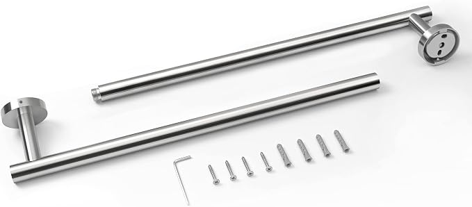 HITSLAM Chrome 30 Inch Towel Bar for Bathroom, SUS304 Stainless Steel Bathroom Towel Rack Wall Mounted, Modern Home Decor Bath Towel Holder with Hardware Accessories (Total Length 31.6 Inch)
