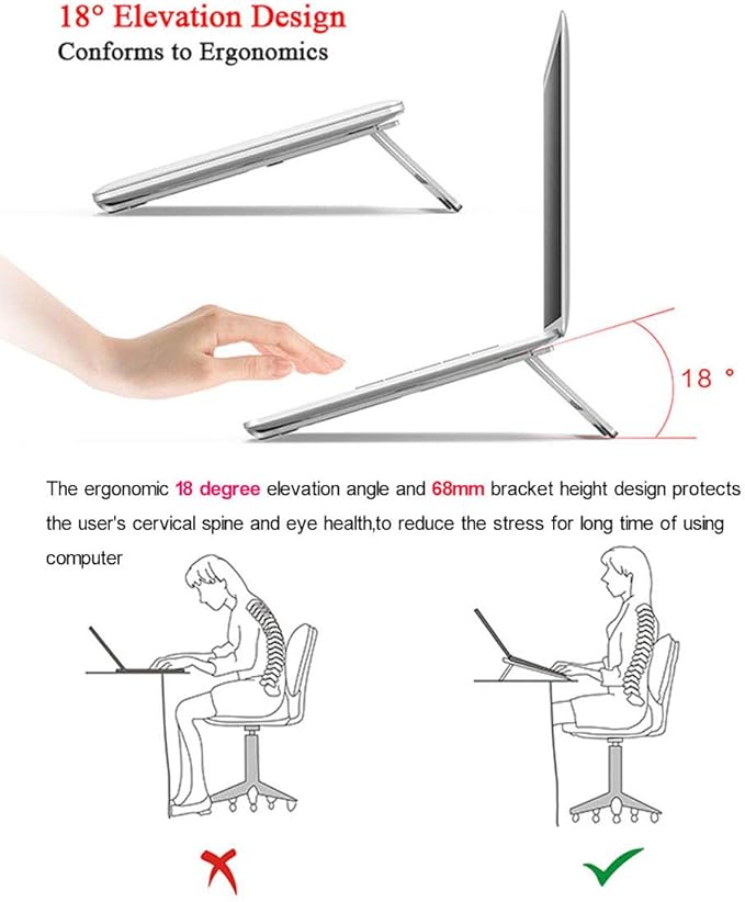 Soke-Six Laptop Stand,Aluminum Portable Foldable Laptop Support Stand Holder Desk Table Mobile Phone Stand for iPad MacBook Pro Air Notebook