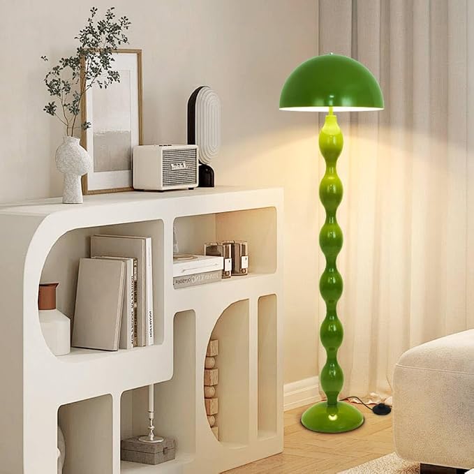 Green Floor Lamp Mushroom Lampshade,Vintage Floorlamp,Unique Lamps for Living Room Bedroom,Retro Tall Standing Lamp for Study,Girl's Room,Office,Apartment,Home Decor,Pretty Lamps Floor,Mid Century