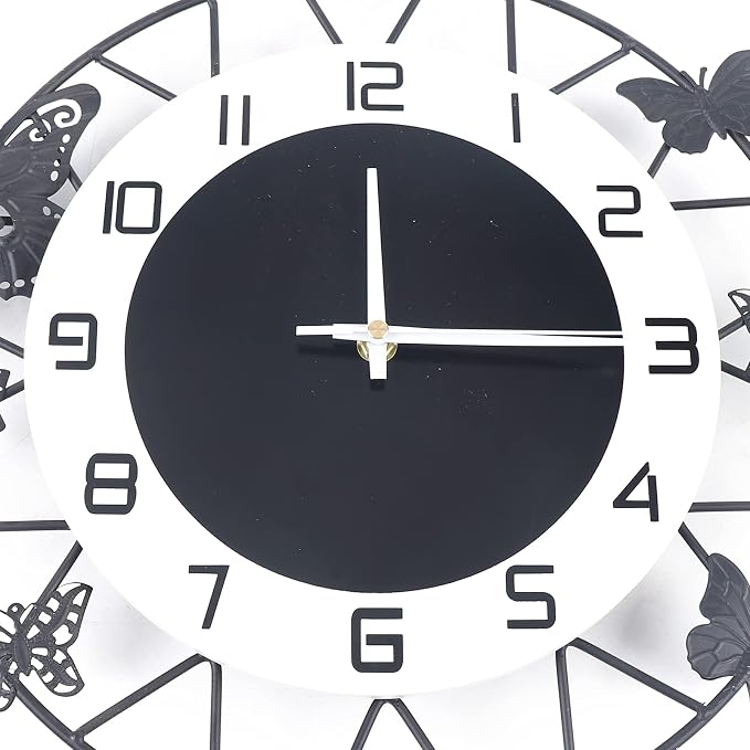 Large Wall Clock 20 Inch, Modern Pendulum Wall Clock Butterfly Art Decor Silent Non-Ticking, Home Décor for Living Room, Kitchen, Dining Room, Bedroom