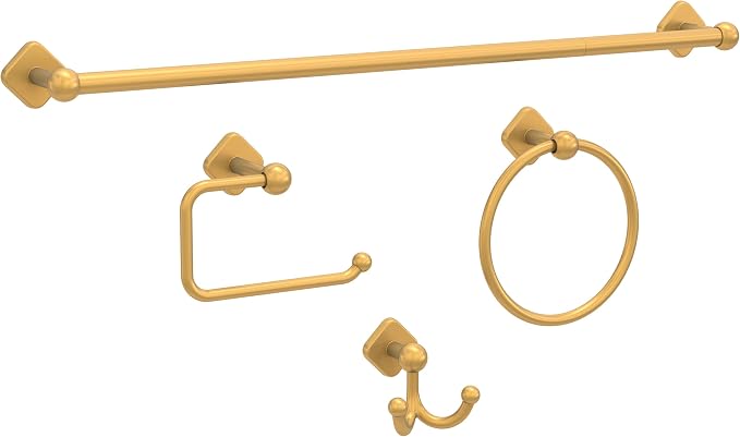 Franklin Brass Gainesville (1-Pack) Towel Hooks Satin Gold Double Bathroom J Hooks Wall Mounted for Robes & Towels Hand Towel Hook Holder Kitchen, Bathroom Accessories GNV35-SG