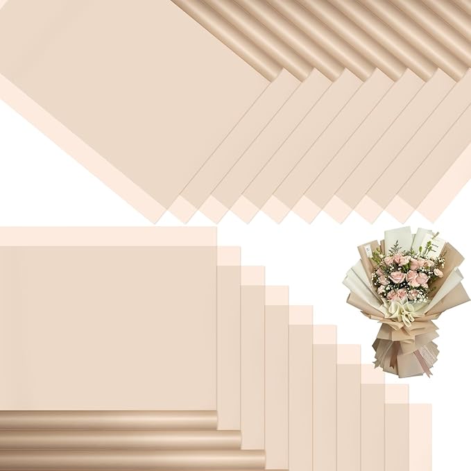 DEWJDFSC 20 Sheets Flower Wrapping Paper,Waterproof Floral Korean Bouquet Wrapping Paper, Florist Supplies, Suitable for Flowers Gift Packaging （Brown-2）