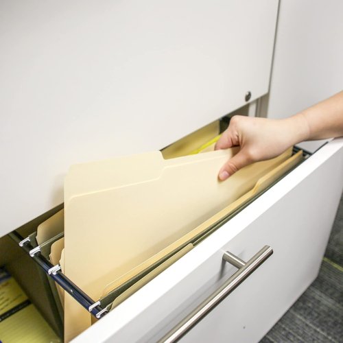 BAZIC Manila File Folders - 1/3-Cut Letter Size with Tabs for Easy Document Organization | 12-Pack