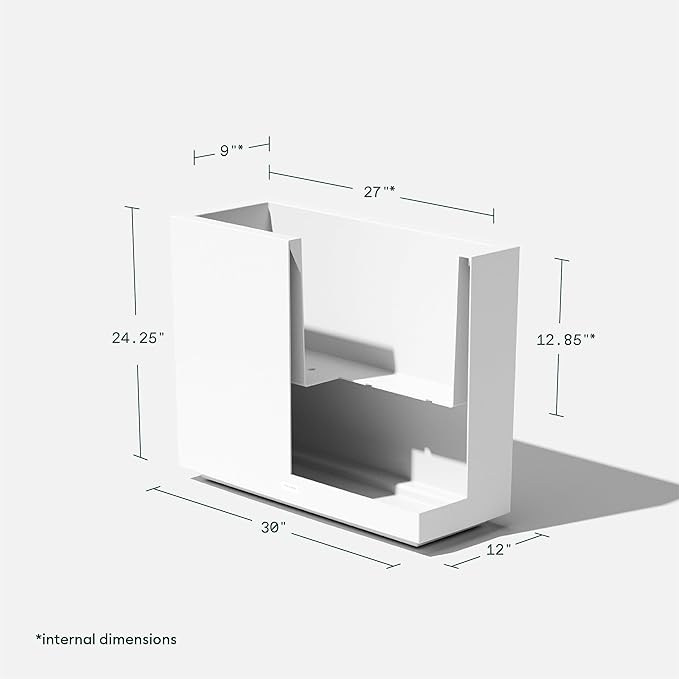Veradek Block Series Span Plastic Planter - Tall Rectangular Planter for Indoor or Outdoor Patio/Porch, White, 24.25 in Height, 12 in Width, 30 in Length