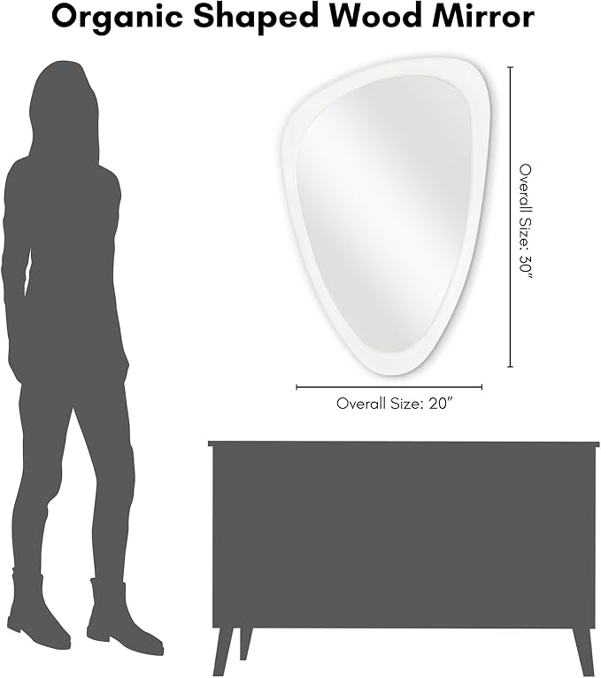 Americanflat 20x23 Asymmetrical Wall Mirror - Hanging Mirrors with Durable Frame - Modern Mirror for Bathroom, Bedroom, Living Room - Mirrors for Wall Display and Home Decor - Brushed White