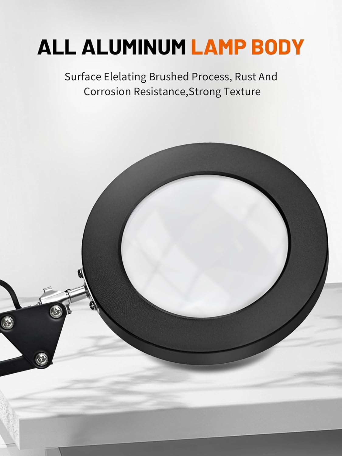 10X Magnifying Glass - Real Glass Lens with Dimmable LED Light & Clamp for Crafts, Reading, Painting