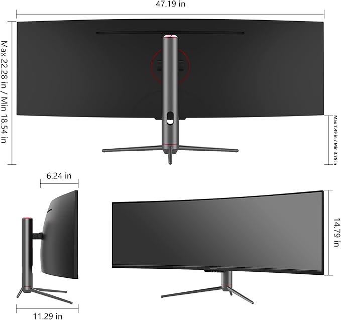 INNOCN 49" 240Hz Curved Monitor Ultrawide Gaming QHD 5120 x 1440P Computer Monitor, R1800, 99% sRGB, HDR400, USB Type C, DisplayPort, HDMI, Built-in Speakers, Height/Tilt Adjustable - 49C1S