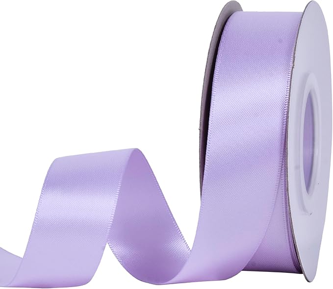 YAMA Light Purple Double Faced Satin Ribbon 1 Inch 25 Yards Lavender Ribbon for Crafts Bows Flower Bouquet Wedding Home Decor Gift Wrapping