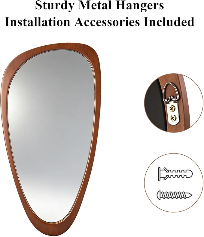 Ferytange Asymmetrical Full Length Mirror, 48" H x 24" W Irregular Boho Decorative Wall Mirror, Mid Century Modern Wall Art for Living Room Bedroom Entryway Hall