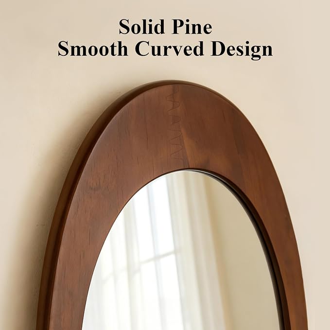 Ferytange Asymmetrical Wall Mirror, Wood Frame Decorative Mirror for Living Room Bedroom Entryway, Modern Irregular Unique Wall Art, Mid Century Modern Home Decor 30" H x 19" W