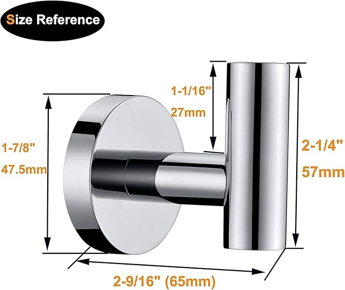 Nolimas Towel Coat Hook Polished Chrome SUS304 Stainless Steel Bathroom Clothes Cabinet Closet Sponges Robe Hook Wall Mounted Round Kitchen Heavy Duty Door Hanger 2 Packs